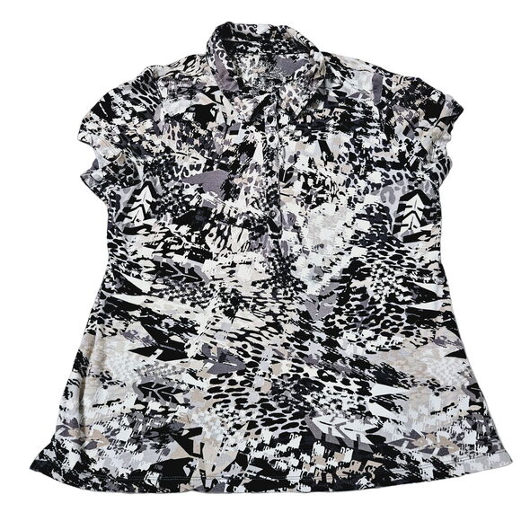 Gloria Vanderbilt Womens Blouse Multicolor Size XL Stretch Short Sleeve Pullover - Picture 1 of 12